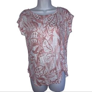 Tahiti Pink White Floral Knit Shirt Sleeve Top S